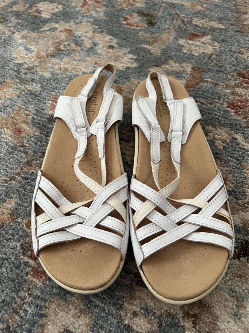 hotter White Braided Slingback Comfort Sandals
